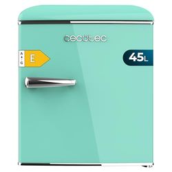 Cecotec Nevera Pequeña Frigorífico Retro Sobremesa 45L Bolero CoolMarket TT Origin 45 Green E. 55cm de Alto y 44,7cm de Ancho, Clase Energética E, Icebox y Tirador Cromado, Verde