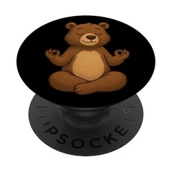 Lindo oso relajado haciendo yoga meditación PopSockets PopGrip Adhesivo