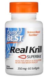 Doctor's Best Real Krill 350mg - Suplemento de Aceite de Krill Puro, 60 Cápsulas Blandas