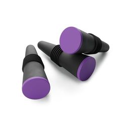 Koala Spain Tapones Silicona Herméticos para Botellas de Vino (3 Unidades), Color Violeta