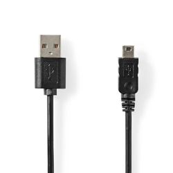 NEDIS USB-kabel – USB 2.0 – USB-A-kontakt – USB micro B 5-stifts hona – 480 Mbps – nickelpläterad – 2,00 m – rund – PVC – svart – etikett