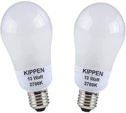 kippen 1409BX - Confezione 2 pezzi di Lampade a Risparmio Energetico Modello Goccia, 13 Watt. Luce Calda 2700K. Attacco E27