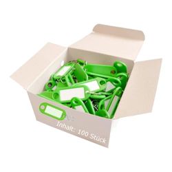 WEDO 262813404 Key Ring for Labelling, Green, Pack of 100, with S-Hook