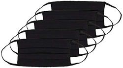 Oscar Apparels Reusable Face Mask, 100% BCI Cotton with Elastic Loop, Black, Adult (5 Pack)