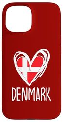 Bandiera danese con grafica a cuore patriottico della Danimarca Custodia per iPhone 15