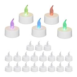 Relaxdays Candele a LED con Cambio Colore, Set da 24, HxD: 4,5 x 3,5 cm, Elettriche, Candeline Senza Fiamma, Bianco