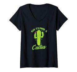 Mujer go Escalar una planta de cactus Camiseta Cuello V