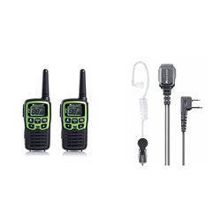 Midland C1177 XT30 - Radio Entry Level Ricetrasmittente Walkie Talkie - Colore Verde & C1497, Microfono con auricolare MA31-L PRO, Nero