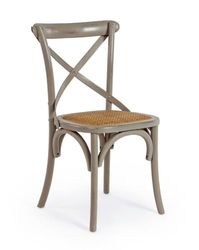 KONTE.DESIGN Set di 2 sedie CROSS in legno di olmo grigio scuro e rattan naturale