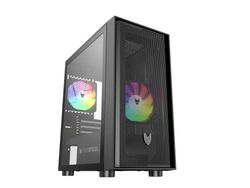 Oversteel - Aeris Case per PC da gioco compatibile con schede Micro ATX e ITX, 2 ventole RGB da 120 mm, frontale a rete, 2 filtri antipolvere, vetro laterale temperato, USB 3.0, colore nero