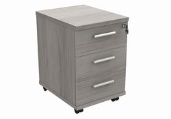 Office Hippo Mueble de Oficina con Pedestal móvil de 3 cajones, Resistente, Armario de Oficina con Cerradura, 5 años, Madera, Roble Gris de Alaska, 40,4 x 50 x 59,5 cm