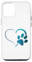 Carcasa para iPhone 12/12 Pro Patrón azul oscuro Pata de perro huellas corazón diseño amantes de los perros