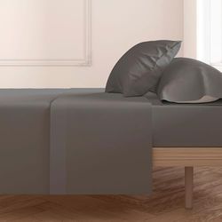 ECOMMERC3 | Lenzuolo sopra letto 200 100% cotone morbido, traspirante, lenzuolo sopra extra morbido, colore antracite
