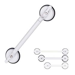 Relaxdays Extendable Suction Grab Handle, Bathroom Rail for Bath & Shower, 70 kg, for The Elderly, 57-69 cm, White