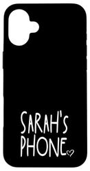 Sarah's Phone Sarah Nome Personalizzato Bianco Nero Custodia per iPhone 16 Plus