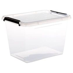 5five - caja de plástico transparente "clip n box" de 19l