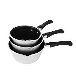 Zanetti, Trío de cacerolas antiadherentes cónicas, diámetro 12 cm, 14 cm, 16 cm, cacerolas con boquilla de aluminio alimentario, Made in Italy