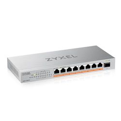 Zyxel 8-Port PoE 2.5G Multi-Gig Unmanaged Switch @ 100W con 8 x PoE++(60W), 1 x 10G SFP+ |Montaje en sobremesa o Pared [XMG-108HP]