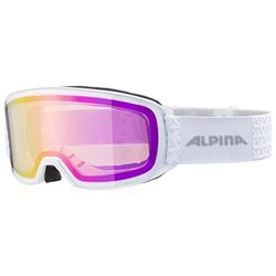 ALPINA Unisex - Vuxna, NAKISKA Q-LITE Skidglasögon, white/pink, One Size