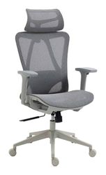 OFFICER PRODUCTS Silla de Oficina EGINA con reposabrazos Ajustables, Silla ergonómica de Escritorio con Malla/Soporte Lumbar/reposabrazos 3D, Color Gris/Silla de Oficina/Ruedas de Poliuretano
