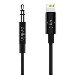Belkin Cabo de áudio de 3,5 mm com conector Lightning de 0,9 m (certificação MFi, para iPhone 11, 11 Pro, 11 Pro Max, XS, XS Max, XR, X, 8/8 Plus und 7/7 Plus), preto