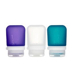 humangear GoToob Travel Bottle with locking cap 3-Pack - Small 53 ml - Clear/Purple/Turquoise, Small