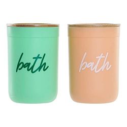 DKD Home Decor Bath Bamboo Polypropylene (PP) Toothbrush Holder (2 Pack)