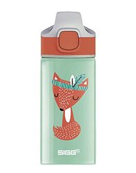 Sigg - Gourde Enfant avec Paille En Aluminium - Miracle Peaceful - Étanche - Poids Plume - Sans BPA - Certifiée Neutre En CO2 - École & Sport - Vert Motif Renard Indien - 0,4L