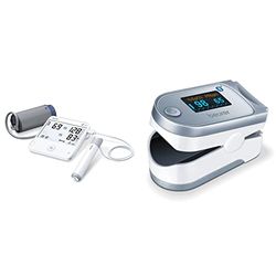 Beurer BM 95 Tensiomètre au bras Bluetooth avec fonction ECG & PO 60 Oxymètre de pouls avec Bluetooth, détermination de la saturation artérielle en oxygène dans le sang
