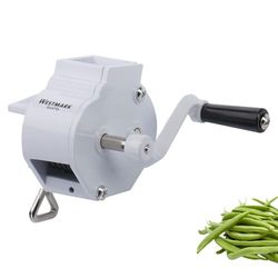 Westmark Taglia-fagiolini longitudinale con ampia apertura e supporto a morsetto da tavolo, Lame in Acciaio inox/Base in Acciaio, Bianco, 11862260