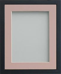 Frame Company Jellybean Range Black Wooden 7x5 inch Picture Photo Frame with Pink Mount for Image 6x4 inch * Choice of Colours & Sizes* Fitted with Perspex