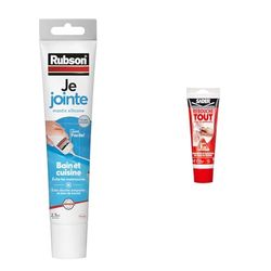 Rubson Je Jointe Mastic Transparent 50 ml, mastic étanche anti-moisissure en tube prêt à l'emploi & Sader Rebouche Tout – Enduit de Rebouchage Intérieur Prêt à l’Emploi – Tous Supports