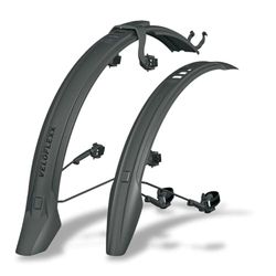 SKS Germany VELOFLEXX Set 65 Set di parafanghi con Adattatore per Telaio Regolabile in inclinazione (in plastica ad Alte Prestazioni Resistente, da Montare su Qualsiasi Forcella di Bici), Nero