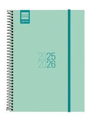 Finocam - Spiraalkalender 2025/2026, weekoverzicht, horizontaal zicht, september 2025 - augustus 2026 (12 maanden), turquoise, Spaans