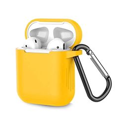 Utvecklad för Airpod 2/AirPods 1-fodral med nyckelringstillbehör, [helkroppsskydd], kompatibel med AirPods-fodral, mjukt silikonskyddande skal, ljus orange