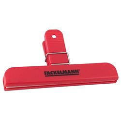 Fackelmann Zakclip, grote klem, clip voor zakken en zakken, beschermt tegen verlies van aroma, om te sluiten en vers te houden (kleur: rood), hoeveelheid: 1 stuk