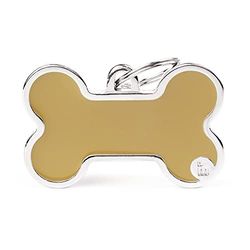My Family Medaglietta per Cane Personalizzata Made in Italy, Osso XL Marrone, Targhetta Cane con Incisione Gratis, Smaltata a Mano in Metallo, Collezione Basic Handmade, 48x31 mm