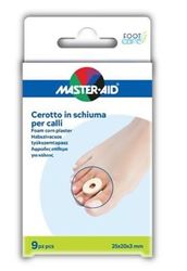 MASTER AID Footcare Calli - Cerotto Adesivo Per Piedi - Dischetto Protettivo in Morbida Schiuma - Per Lenire il Dolore Associato ai Calli - 1 Confezione da 9 Pezzi - 25x20x3 mm