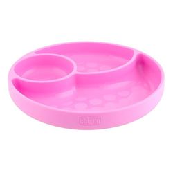 Chicco Assiette Ventouse Compartimentée en Silicone pour Bébé, Vaisselle Souple et Résistante, Compatible avec Lave-Vaisselle et Micro-Ondes - dès 12 Mois, Rose