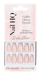 Nail HQ Coffin Glossy French Nails (24 Pieces)