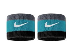 Nike Swoosh polsbands 2-pack in de kleur cool grey/teal nebula/zwart, afmetingen: One Size, N.000.1565.017.OS