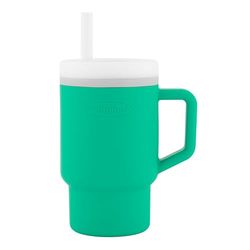 Infantino My 1st Tumbler, Uroczy miniaturowy kubek z odporną na wycieki słomką i uchwytem przyjaznym dla malucha, zachęca do nawodnienia, jest łatwy do czyszczenia, 250mL, Alpejski