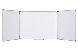 Bi-Office Lavagna Bianca Magnetica Pieghevole Trio, Lavagna Cancellabile A Secco Multi-Superficie Salva-Spazio, Dimensioni Da Aperta 240 x 90 cm, Da Chiusa 120 x 90 cm