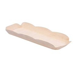 Lot de 50 barquettes rectangulaires en bois naturel 25 x 10 x 2,8 cm