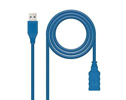 Cable extensión - usb 3.0 tipo a/m-a/h, 2 metros de longitud, color azul, rápido y duradero, ideal para conectar dispositivos electrónicos.*