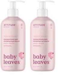ATTITUDE 2-in-1 Hair Shampoo and Body Wash for Baby, Plant and Mineral-Based Gentle Formula, EWG Verified, Vegan Baby Products, Unscented, 473 mL (Pack of 2)