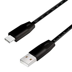 USB 2.0 anslutningskabel med linjal, USB (typ A) till USB (typ C) svart, 1 m