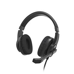 Hama Headset met microfoon (bekabelde hoofdtelefoon 3,5 mm jack-aansluiting, aux, stereo hoofdtelefoon met kabel, over-ear pc-hoofdtelefoon met microfoonarm en nekband, 2 m audiokabel) zwart