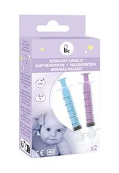 Lot de 2 Seringues de Lavage Nasal Plic Care 10ml ● Nettoyage Nasal en Douceur et en Toute Sécurité pour Bébés et Enfants ● Embout nasal souple sans BPA ● Réutilisables