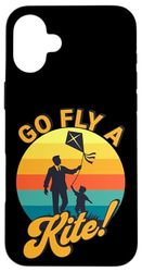 Go Fly a Kite! Retro Father Son Kite Flying Silhouette Art Case for iPhone 16 Plus
